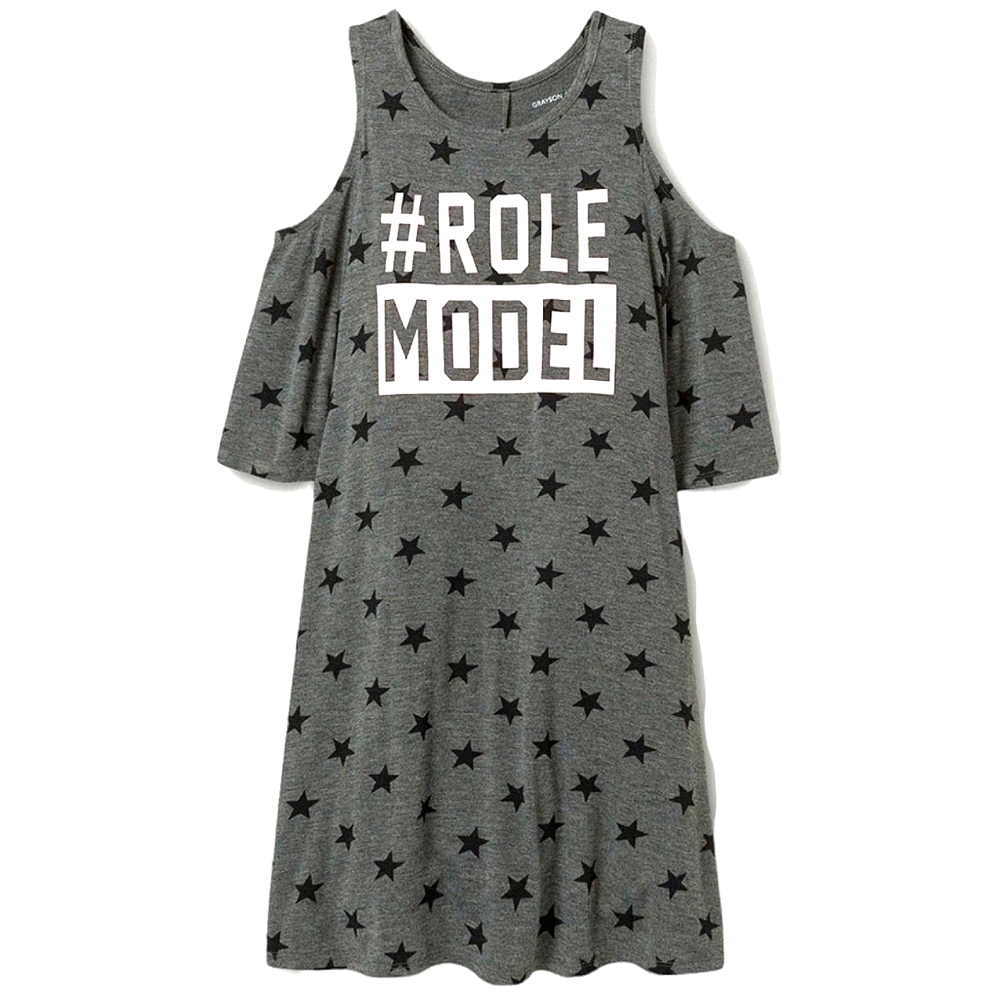 23) GRAYSON SOCIAL "Role Model" Cold Shoulder OR Tank Top with Stars Sz. M